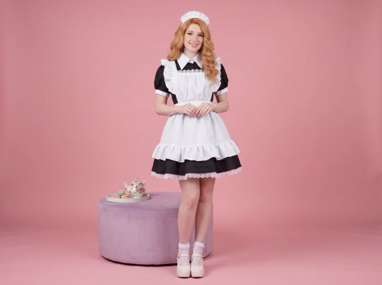 Classic Black French Maid Dress for Men – front view